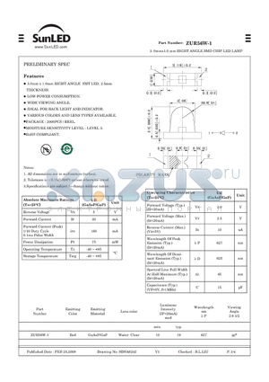 ZUR56W-1 datasheet - 3. 0mmx1.0 mm RIGHT ANGLE SMD CHIP LED LAMP