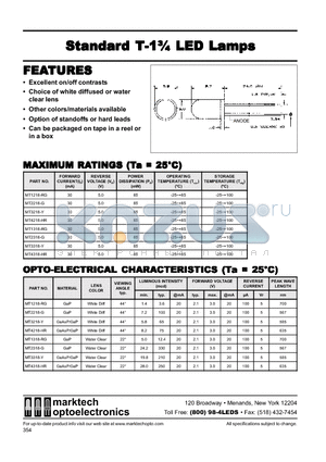 MT1218-RG datasheet - Marktech Standard 5mm White Diff. & Water Clear LEDs