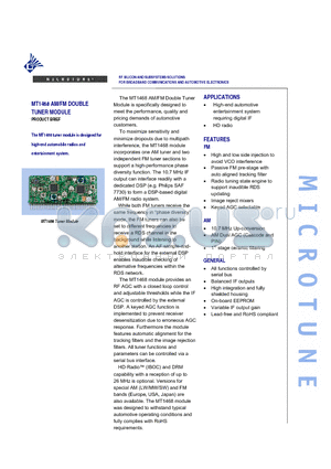 MT1468 datasheet - RF SILICON AND SUBSYSTEMS SOLUTIONS FOR BROADBAND COMMUNICATIONS AND AUTOMOTIVE ELECTRONICS