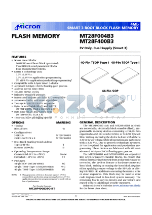 MT28F400B3VG-8B datasheet - FLASH MEMORY