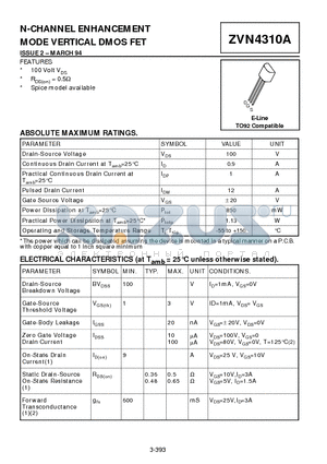 ZVN4310A datasheet - N-CHANNEL ENHANCEMENT MODE VERTICAL DMOS FET