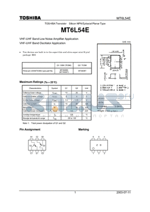 MT3S06S datasheet - VHF-UHF Band Low Noise Amplifier Application