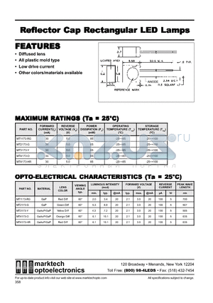 MT4173-O datasheet - Marktech Rectangular Reflector Cap LEDs