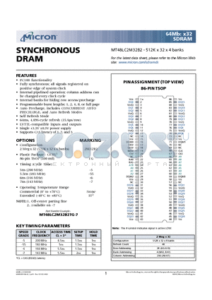 MT48LC2M32B2 datasheet - SYNCHRONOUS DRAM