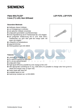 LSPP370-P datasheet - Plane MULTILED 3 mm T1 LED, Non Diffused