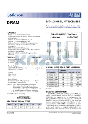 MT4LC8M8B6TG-5 datasheet - DRAM