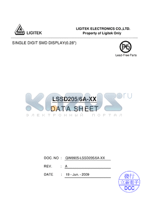 LSSD205/6A-XX datasheet - SINGLE DIGIT SMD DISPLAY