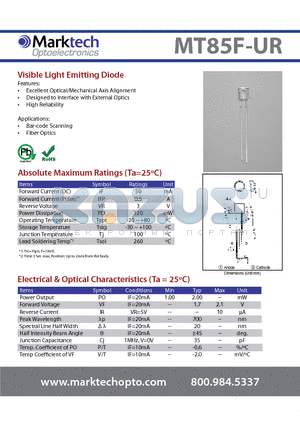 MT85F-UR_2 datasheet - Visible Light Emitting Diode