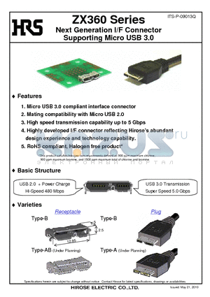 ZX360-B-SLDA datasheet - Next Generation I/F Connector Supporting Micro USB 3.0