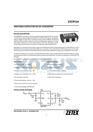 ZXCP330E6 datasheet - SWITCHED CAPACITOR DC-DC CONVERTER