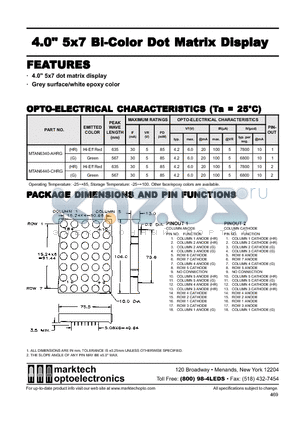 MTAN6340-AHRG datasheet - Marktech 4.00 5x7 Bi−Color Dot Matrix