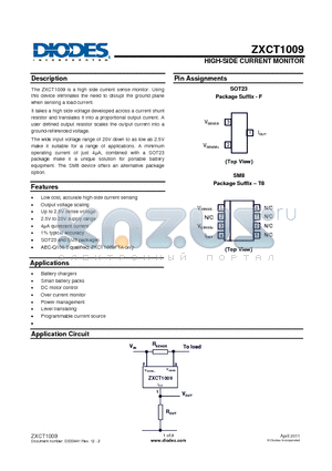 ZXCT1009_11 datasheet - HIGH-SIDE CURRENT MONITOR