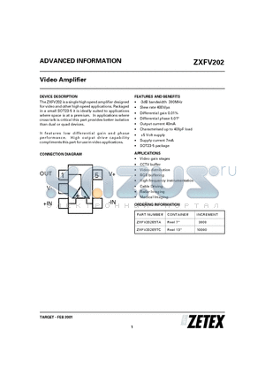 ZXFV202E5TC datasheet - Video Amplifier