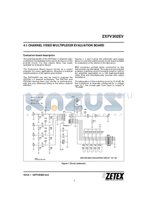 ZXFV302EV datasheet - 4:1 CHANNEL VIDEO MULTIPLEXER EVALUATION BOARD