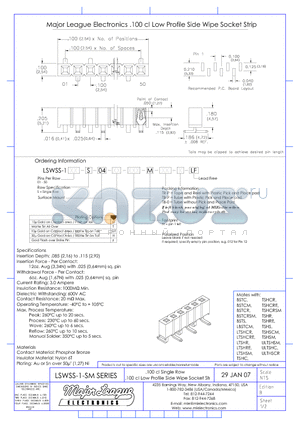 LSWSS-1-SM datasheet - .100 cl Single Row .100 cl Low Profile Side Wipe Socket Str