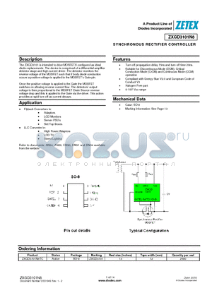 ZXGD3101N8 datasheet - SYNCHRONOUS RECTIFIER CONTROLLER