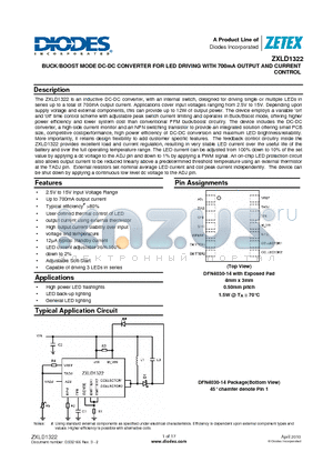 ZXLD1322 datasheet - BUCK/BOOST MODE DC-DC CONVERTER