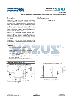 ZXLD1370_11 datasheet - 60V HIGH ACCURACY BUCK/BOOST/BUCK-BOOST LED DRIVER CONTROLLER