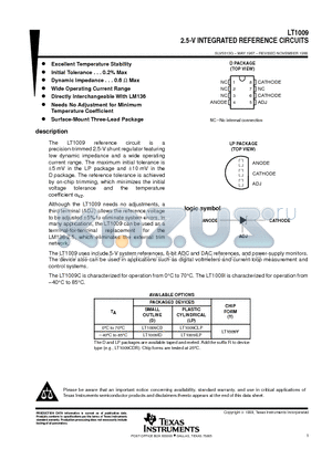 LT1009CD datasheet - 2.5-V INTEGRATED REFERENCE CIRCUITS