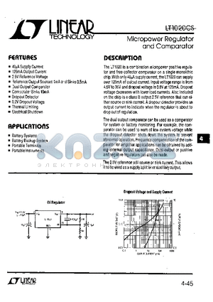 LT1020CS datasheet - Micropower Regulator and Comparator