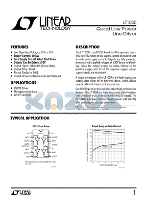 LT1030 datasheet - Quad Low Power Line Driver