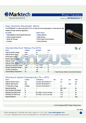 MTD8600N4T datasheet - Peak Sensitivity Wavelength: 880nm