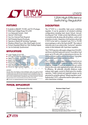 LT1072CS8 datasheet - 1.25A High Efficiency Switching Regulator