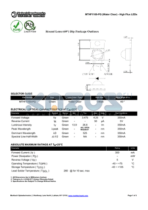 MTHF1100-PG datasheet - High Flux LEDs