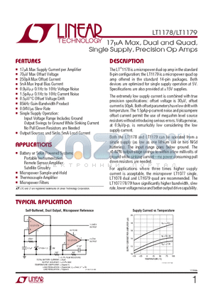 LT1179IN datasheet - 17uA Max, Dual and Quad, Single Supply, Precision Op Amps
