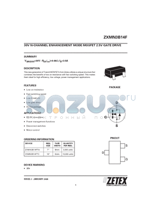 ZXMN3B14F_06 datasheet - 30V N-CHANNEL ENHANCEMENT MODE MOSFET 2.5V GATE DRIVE