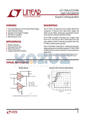 LT119A datasheet - Guaranteed Maximum 0.5mV Input Offset Voltage