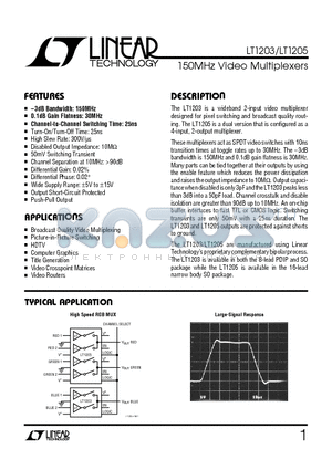 LT1203 datasheet - 150MHz Video Multiplexers