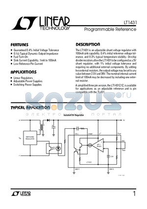 LT1431CS8 datasheet - Programmable Reference