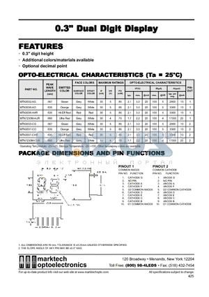 MTN3036-AHR datasheet - Marktech 0.30 Dual Digit