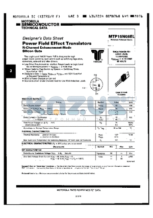 MTP15N08EL datasheet - N-CHANNEL ENHANCEMENT-MODE SILICON GATE