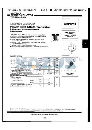 MTP8P10 datasheet - POWER FIELD EFFECT TRANSISTOR