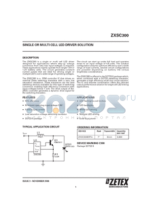 ZXSC300_06 datasheet - SINGLE OR MULTI CELL LED DRIVER SOLUTION