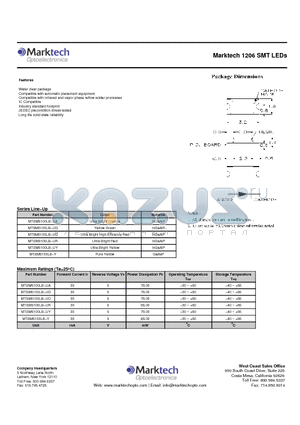 MTSM5100LB-UY datasheet - Marktech 1206 SMT LEDs