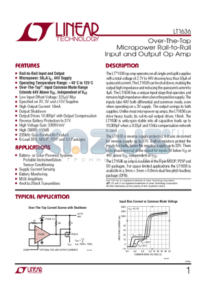 LT1636CMS8 datasheet - Over-The-Top Micropower Rail-to-Rail Input and Output Op Amp