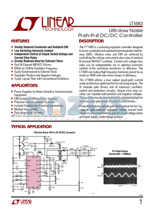 LT1683EG datasheet - Ultralow Noise Push-Pull DC/DC Controller