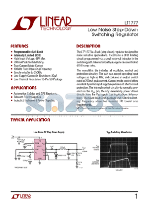 LT1777 datasheet - Low Noise Step-Down Switching Regulator