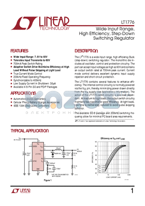 LT1776CS8 datasheet - Wide Input Range, High Efficiency, Step-Down Switching Regulator