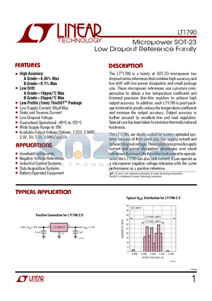 LT1790AIS6-4.096 datasheet - Micropower SOT-23 Low Dropout Reference Family