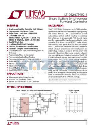 LT1952IGN-1PBF datasheet - Single Switch Synchronous Forward Controller