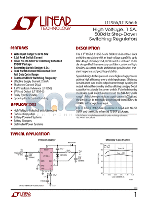 LT1956-5 datasheet - High Voltage, 1.5A, 500kHz Step-Down Switching Regulators