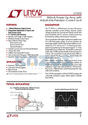 LT1970 datasheet - 500mA Power Op Amp with Adjustable Precision Current Limit