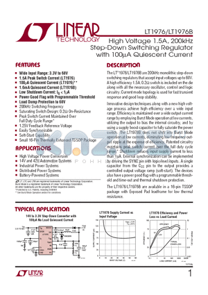 LT1976EFE datasheet - High Voltage 1.5A, 200kHz Step-Down Switching Regulator with 100lA Quiescent Current