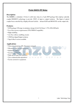 LT210 datasheet - Photo DMOS-FET Relay