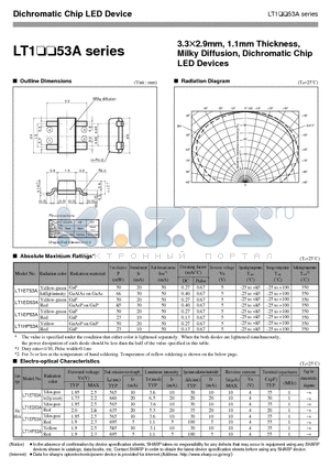 LT1EP53A datasheet - 3.3X2.9mm, 1.1mm Thickness, Milky Diffusion, Dichromatic Chip LED Devices