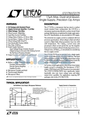 LT2178AIS8 datasheet - 17uA Max, Dual and Quad, Single Supply, Precision Op Amps